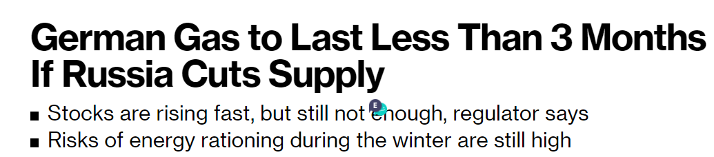 German Gas to Last Less Than 3 Months If Russia Cuts Supply