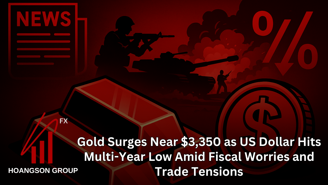 Gold Surges Near $3,350 as US Dollar Hits Multi-Year Low Amid Fiscal Worries and Trade Tensions