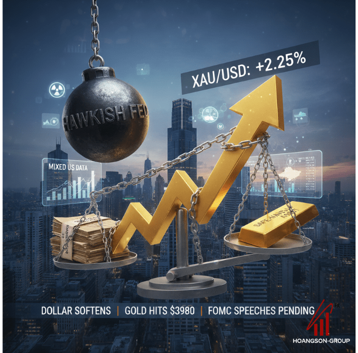 Gold Edges Up on Softer Dollar; Hawkish Fed Caps Gains