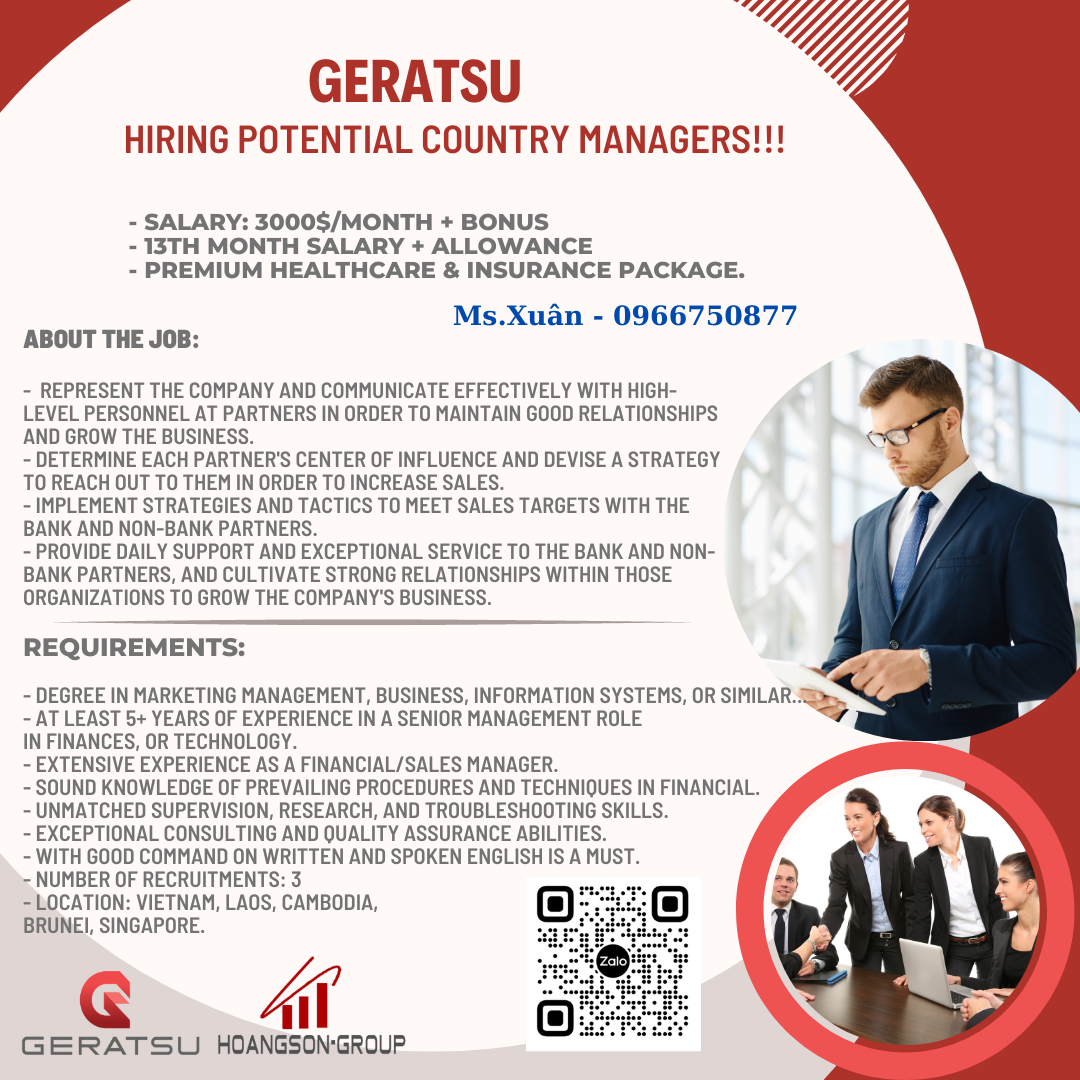 GERATSU IS HIRING POTENTIAL COUNTRY MANAGERS!!! 3 red and white modern job vacancy instagram post 2
